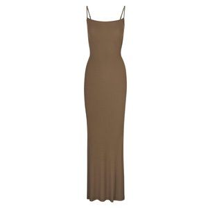 Skims SOFT LOUNGE LONG SLIP DRESS in Army